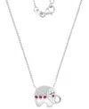 Macy's Black Spinel (1/4 Ct. T.w.) & Lab-grown White Sapphire (1/8 Ct. T.w.) Elephant Pendant Necklace In S In Ruby