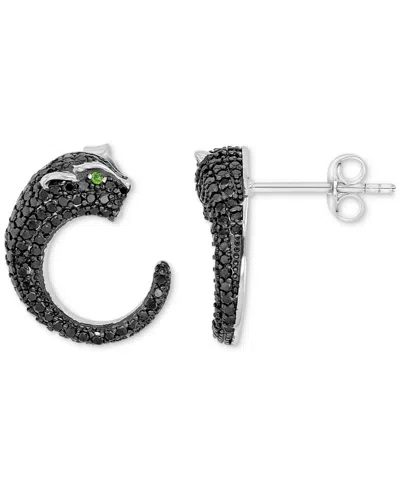 Macy's Black Spinel And Chrome Diopside Earrings (0.01 Ct. T.w.) In Sterling Silver
