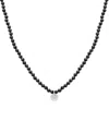 Macy's Black Spinel & Diamond Accent Beaded 17" Pendant Necklace In Sterling Silver (also In Turquoise, Lap In Black Spinel