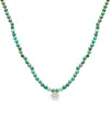 Macy's Black Spinel & Diamond Accent Beaded 17" Pendant Necklace In Sterling Silver (also In Turquoise, Lap In Turquoise