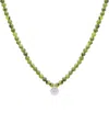 Macy's Black Spinel & Diamond Accent Beaded 17" Pendant Necklace In Sterling Silver (also In Turquoise, Lap In Jade