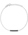 Macy's Black Spinel Bar Chain Link Bracelet (3/4 Ct. T.w.) In Sterling Silver In Black Spinel