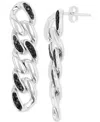 Macy's Black Spinel Chain Link Drop Earrings (1/2 Ct. T.w.) In Sterling Silver In Black Spinel