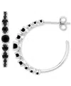 Macy's Black Spinel Graduated Small Hoop Earrings (1-3/8 Ct. T.w.) In Sterling Silver, 0.79" In Black Spinel
