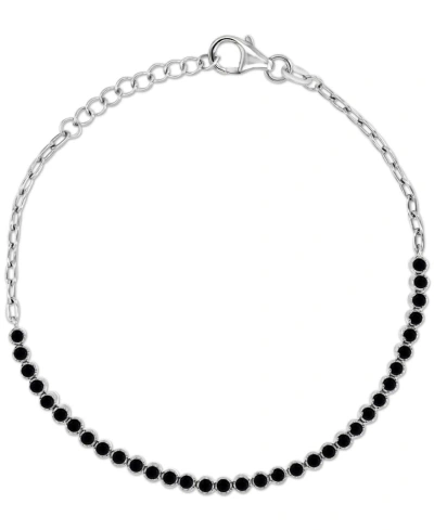 Macy's Black Spinel Half Tennis Bracelet (1-5/8 Ct. T.w.) In Sterling Silver