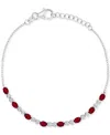 Macy's Black Spinel Link Bracelet (2-1/5 Ct. T.w.) In Sterling Silver (also In Lab-grown Ruby/white Sapphir In Ruby