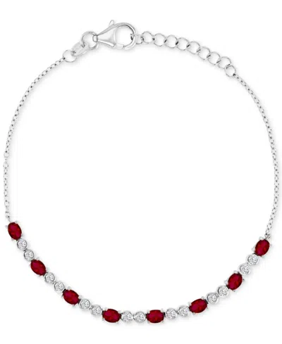 Macy's Black Spinel Link Bracelet (2-1/5 Ct. T.w.) In Sterling Silver (also In Lab-grown Ruby/white Sapphir