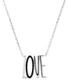 Macy's Black Spinel Love Pendant Necklace (1/5 Ct. T.w.) In Sterling Silver, 16" + 2" Extender In Black Spinel