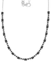 Macy's Black Spinel Oval & Bezel Collar Necklace (4-5/8 Ct. T.w.) In Sterling Silver (also In Lab-grown Rub In Black Spinel