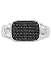 Macy's Black Spinel Pave Cluster Statement Ring (3/8 Ct. T.w.) In Sterling Silver In Black Spinel