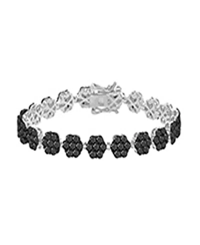 Macy's Black Spinel Tennis Bracelet In Black Rhodium Over Sterling Silver In Purple