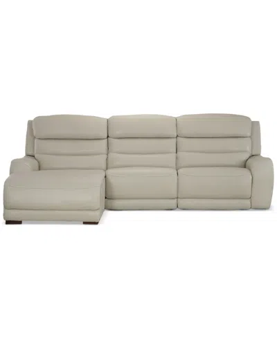 Macy's Blairesville 3-pc. Leather Sofa & Chaise With 3 Power Motion Chairs In Ivory