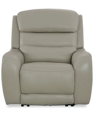 Macy's Blairesville 40" Leather Dual Motion Power Recliner Chair In Ivory