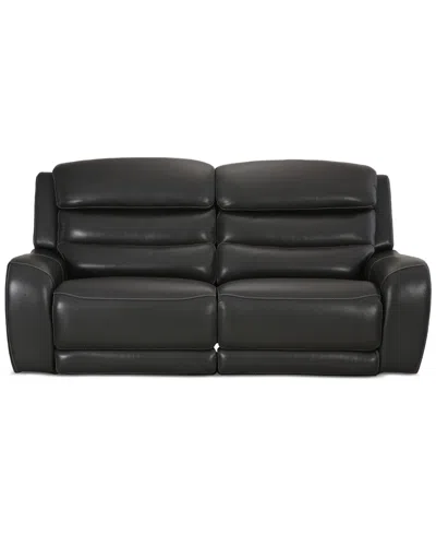 Macy's Blairesville 82" 2-pc. Leather Sofa With 2 Power Motion Chairs In Charcoal