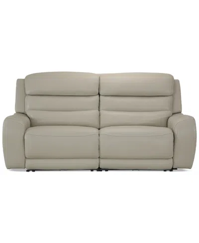 Macy's Blairesville 82" 2-pc. Leather Sofa With 2 Power Motion Chairs In Ivory