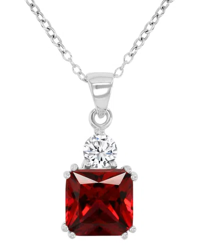 Macy's Blue & White Cubic Zirconia 18" Pendant Necklace In Sterling Silver In Red