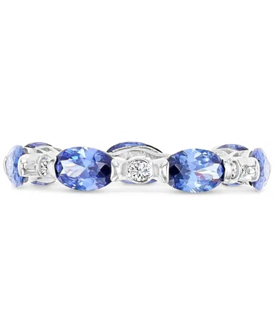 Macy's Blue & White Cubic Zirconia Band Ring (5-7/8 Ct. T.w.) In Sterling Silver