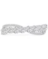 Macy's Blue & White Cubic Zirconia Crossover Statement Ring In Sterling Silver In Silver