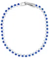 Macy's Blue & White Cubic Zirconia Link Bracelet In Sterling Silver In Blue