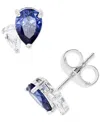 Macy's Blue And White Cubic Zirconia Stud Earrings In Sterling Silver Or 14k Gold Over Sterling Silver In Sterling Silver