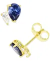 Macy's Blue And White Cubic Zirconia Stud Earrings In Sterling Silver Or 14k Gold Over Sterling Silver In Gold