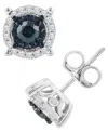 Macy's Blue & White Diamond Earrings (1/2 Ct. T.w.) In Sterling Silver In Silver