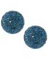 Macy's Blue Crystal Pave Dome Cluster Stud Earrings In Sterling Silver
