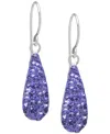 Macy's Blue Crystal Pave Elongated Teardrop Earrings In Sterling Silver