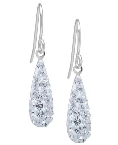 Macy's Blue Crystal Pave Elongated Teardrop Earrings In Sterling Silver In Transparent