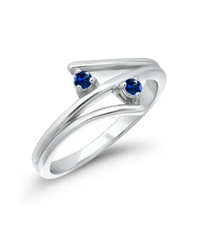 Macy's Blue Cubic Zirconia Asymmetrical Open Ring In Silver