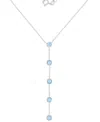 Macy's Blue Cubic Zirconia Bezel Lariat 18" Lariat Necklace In Sterling Silver In Silver