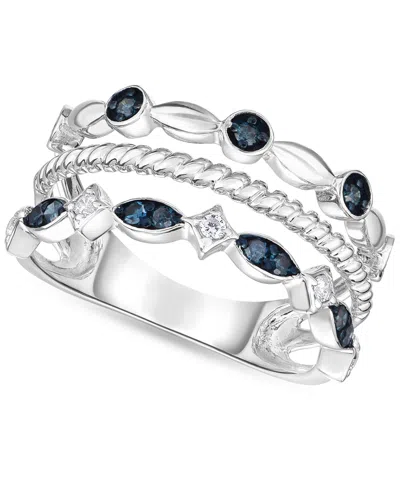 Macy's Blue Diamond Ring (1/4 Ct. T.w.) In Sterling Silver In Metallic