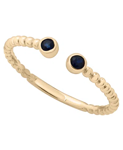 Macy's Blue Sapphire (1/10 Ct. T.w.) Open Ring In 14k Gold-plated Over Sterling Silver