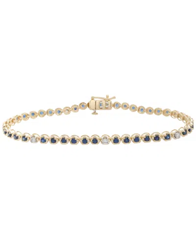 Macy's Blue Sapphire (2 Ct. T.w.) And Diamond Accent Bracelet In 10k Yellow Gold