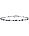 Macy's Blue Sapphire (3-3/8 Ct. T.w.) & White Sapphire (5/8 Ct. T.w.) Mixed Cut Tennis Bracelet In Sterling In Blue  White Sapphire