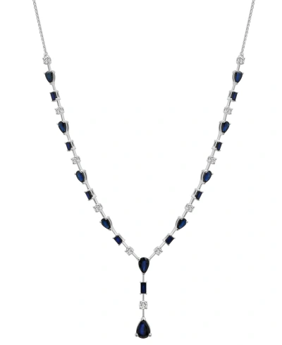 Macy's Blue Sapphire (5 Ct. T.w.) & White Sapphire (5/8 Ct. T.w.) 17" Lariat Necklace In Sterling Silver In Blue  White Sapphire