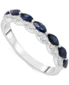 Macy's Blue Sapphire (5/8 Ct. T.w.) & Diamond (1/8 Ct. T.w.) Double-row Ring In Sterling Silver