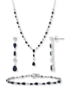 Macy's Blue Sapphire White Sapphire Mixed Cut Jewelry Collection In Sterling Silver In Blue  White Sapphire