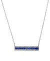 MACY'S BLUE SPINEL (5/8 CT. T.W.) & LAB GROWN WHITE SAPPHIRE (3/8 CT. T.W.) BAR 18" PENDANT NECKLACE IN STE