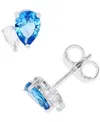Macy's Blue Spinel & Cubic Zirconia Double Pear Stud Earrings In Sterling Silver