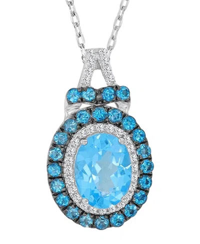 Macy's Blue Topaz (0.84 Ct. T.w.) & Created Sapphire (0.15 Ct. T.w.) Necklace In Rhodium Over Sterling Silv In Pink