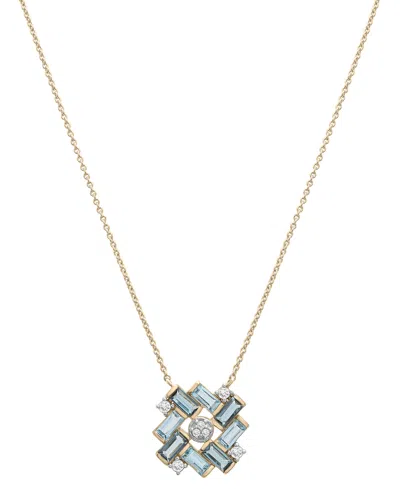 Macy's Blue Topaz (1-1/4 Ct. T.w.) & Lab-grown White Sapphire (1/8 Ct. T.w.) Baguette Cluster 17" Pendant N