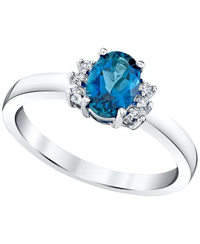 Macy's Blue Topaz (1 Ct. T.w.) & Diamond Ring (1/10 Ct. T.w.) In 14k White Gold