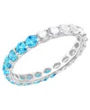 Macy's Blue Topaz (1 Ct. T.w.) And Lab-grown White Sapphire (1 Ct. T.w.) Band Ring In Sterling Silver In Metallic