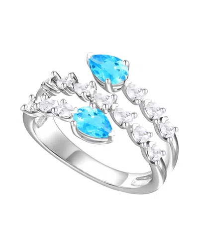 Macy's Blue Topaz (1 Ct. T.w.) & Lab-grown White Sapphire (2 Ct. T.w.) Ring In Sterling Silver (also Availa