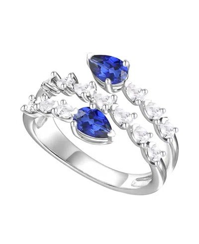 Macy's Blue Topaz (1 Ct. T.w.) & Lab-grown White Sapphire (2 Ct. T.w.) Ring In Sterling Silver (also Availa