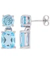 Macy's Blue Topaz (11-1/6 Ct.t.w.) Dangle Earrings In Sterling Silver In Blue Topaz