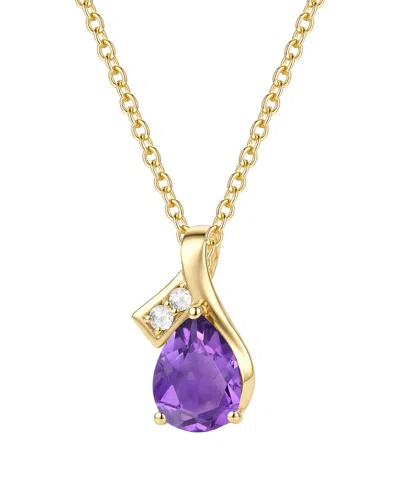 Macy's Blue Topaz (1-1/3 Ct. T.w.) & Diamond Accent (0.04 Ct. T.w.) Pendant Necklace In 14k White Gold In Amethyst