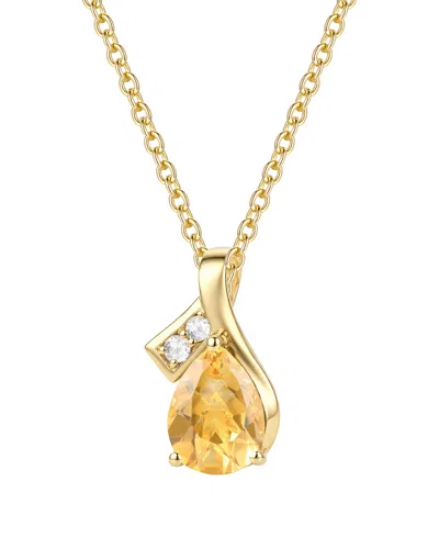 Macy's Blue Topaz (1-1/3 Ct. T.w.) & Diamond Accent (0.04 Ct. T.w.) Pendant Necklace In 14k White Gold In Citrine
