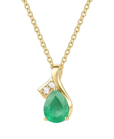 Macy's Blue Topaz (1-1/3 Ct. T.w.) & Diamond Accent (0.04 Ct. T.w.) Pendant Necklace In 14k White Gold In Emerald